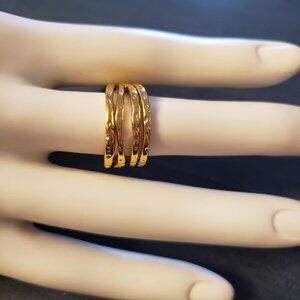 Hammered Gold  Statement Ring Stainless Steel
